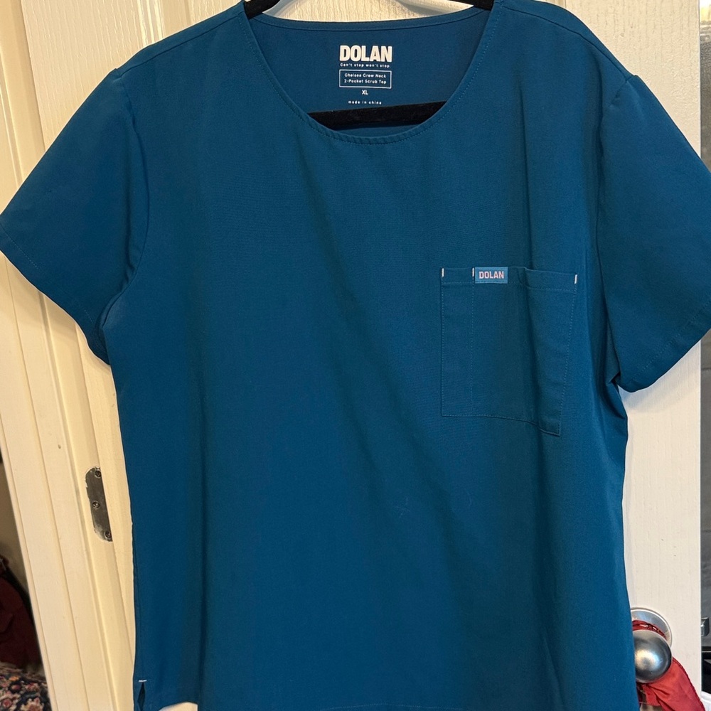 Dolan Teal Blue Medical Scrub Top with Chest Pocket